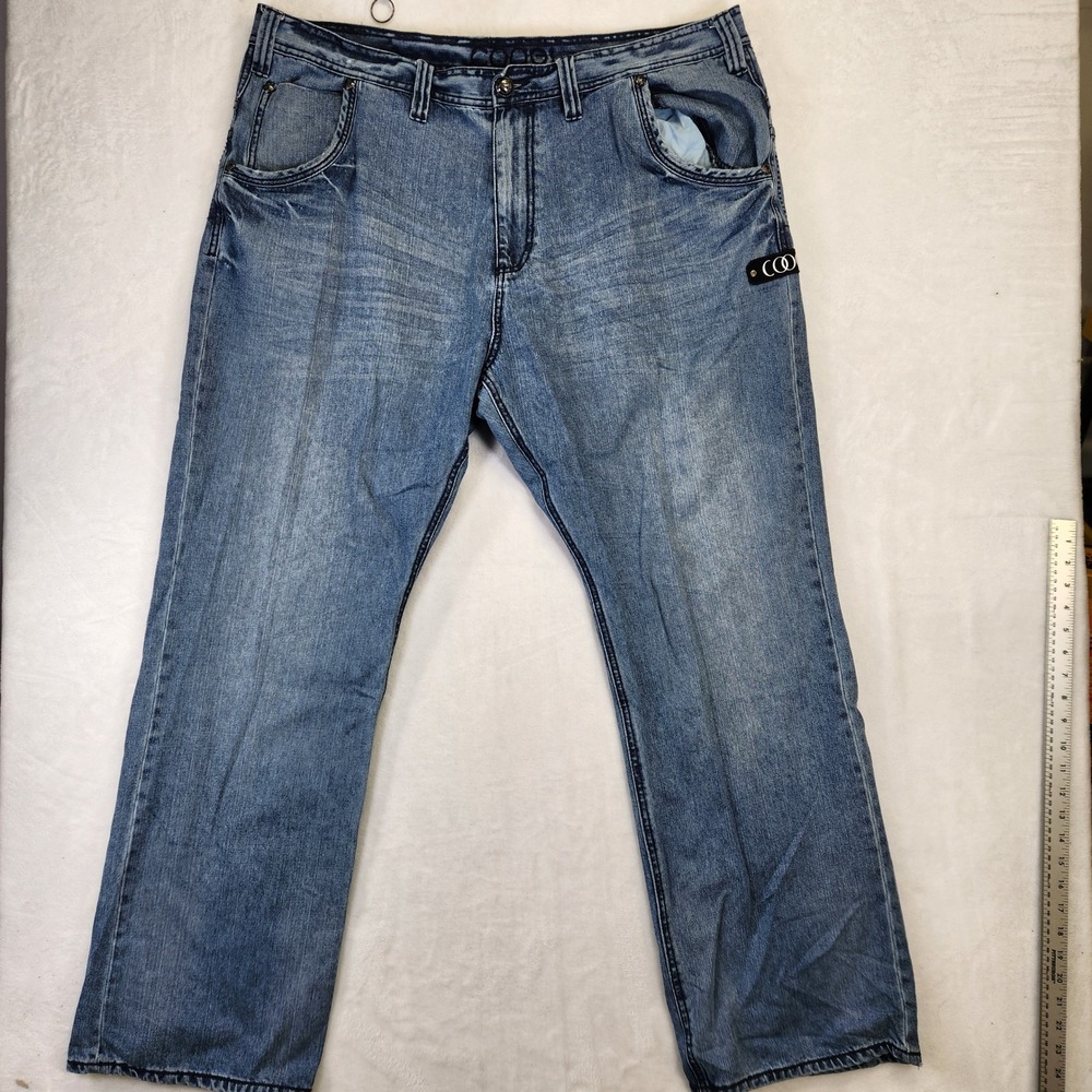 Y2K COOGI Mens Blue Denim Jeans Size 44x35 Relaxed Fit‎ Logo Detail